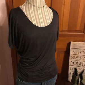 Charcoal Scoop Neck Dolman Top perfect cut & soft!
